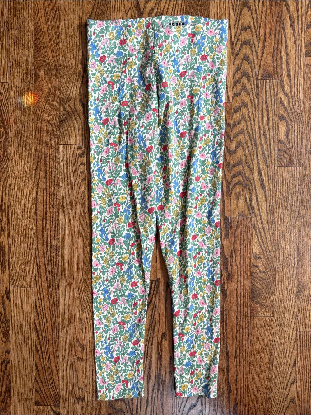 Mini Boden Floral Leggings in Green, Pink, Blue & Yellow, size 13-14. Like new